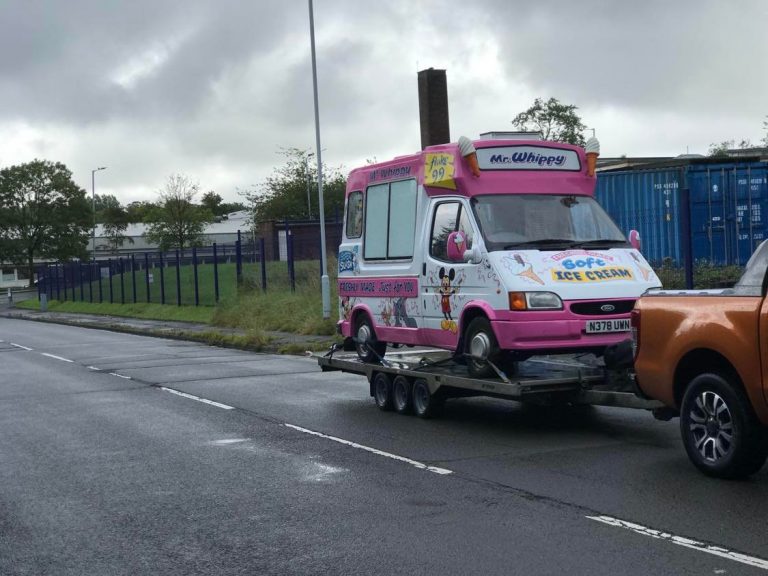 Delivering a ice cream truck